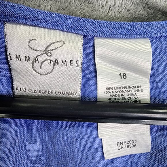 Womens Emma James Indigo Dress Sleeveless Resists Wrinkles Linen Blend Size 16 - Picture 4 of 10